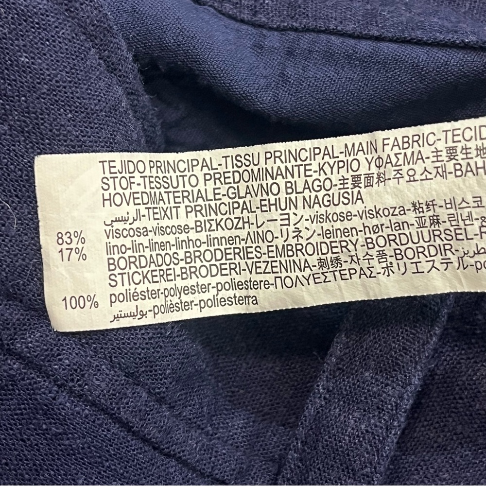Zara Navy Blue Embroidered Culottes Size Large - Picture 8 of 14
